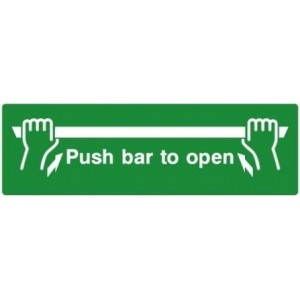 Push Bar to Open (300mm x 100mm) Photoluminescent